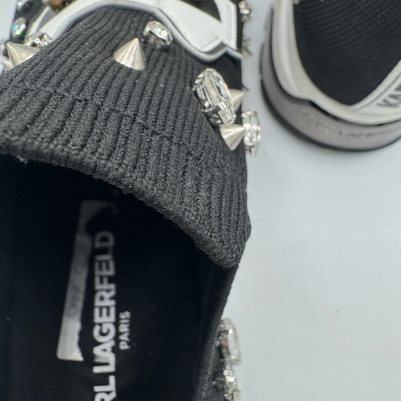 Karl Lagerfeld Paris ‘Malna’ Slip-On Black and White Playful Sneakers - Picture 6 of 9